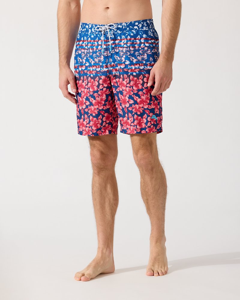 Baja Flora and Stripes 9-Inch Board Shorts