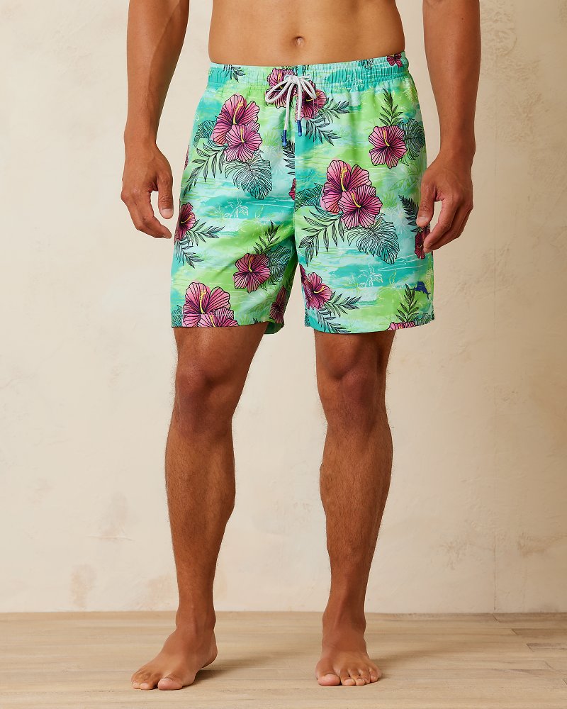 Minnesota Vikings Tommy Bahama Naples Layered Leaves Swim Trunks - Black