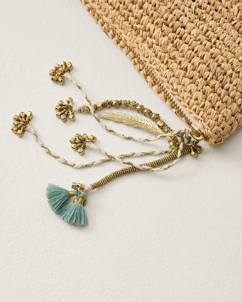 Sunshine Crochet Metallic Raffia Pouch