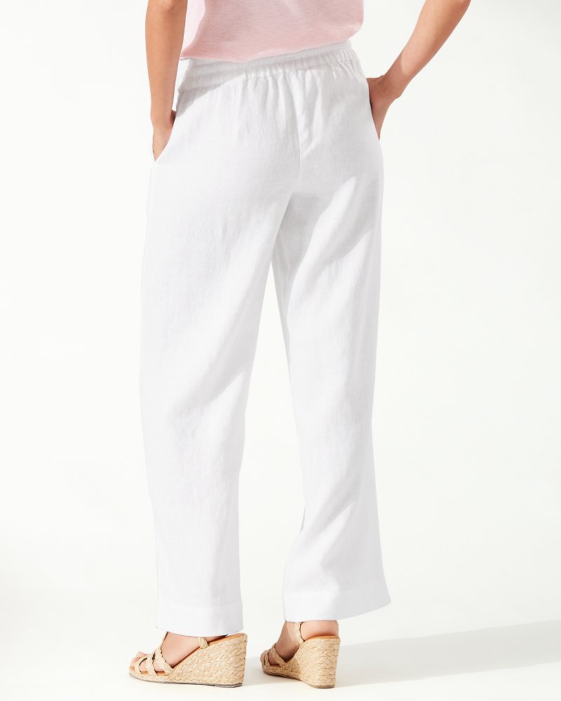 Cropped Linen Pants in Stripes / Linen Trousers / Classic Women