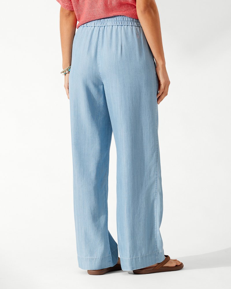 Tommy Bahama Cabana Stripe High-Rise Easy Pants (Light Sky