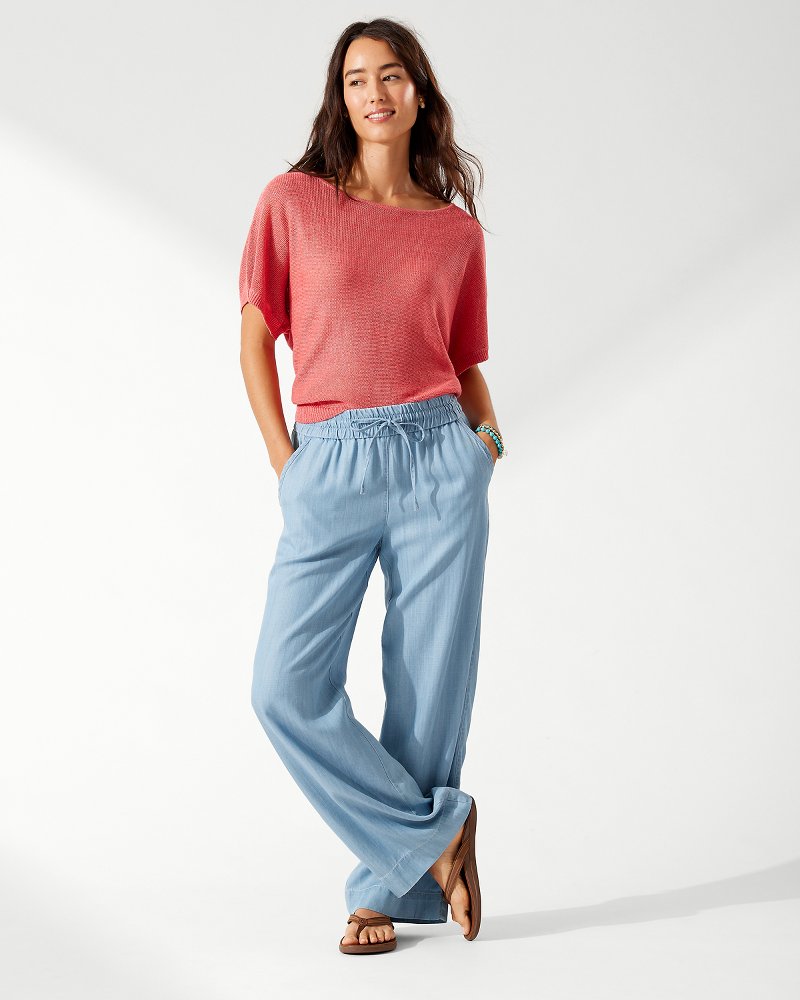 Tommy Bahama Chambray All Day Chalk Stripe High-Rise Easy Pants