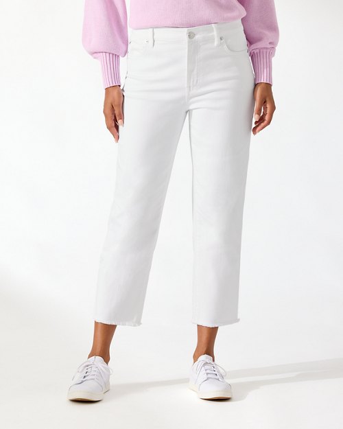 Ella Twill High-Rise Straight Cropped Jeans