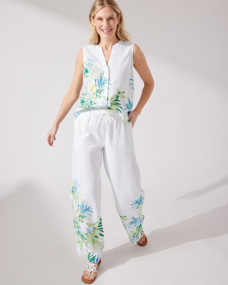 Two Palms Tropical Retreat High-Rise Linen Easy Pants