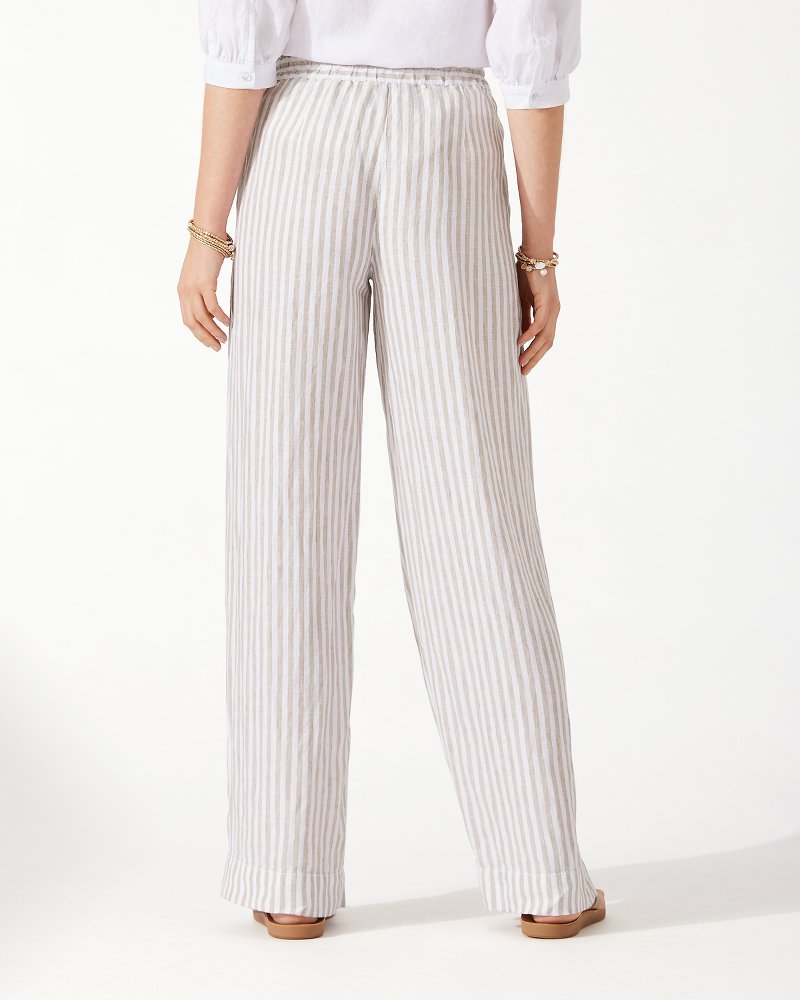 Cabana Stripe Two Palms High-Rise Linen Easy Pants in Coffee Break