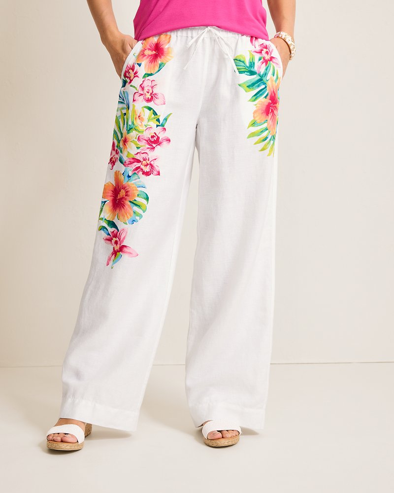 Two Palms Tropi-Flore High-Rise Linen Easy Pants