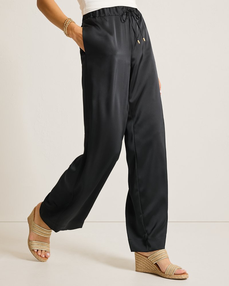 Midnight Sea Satin Easy Pants