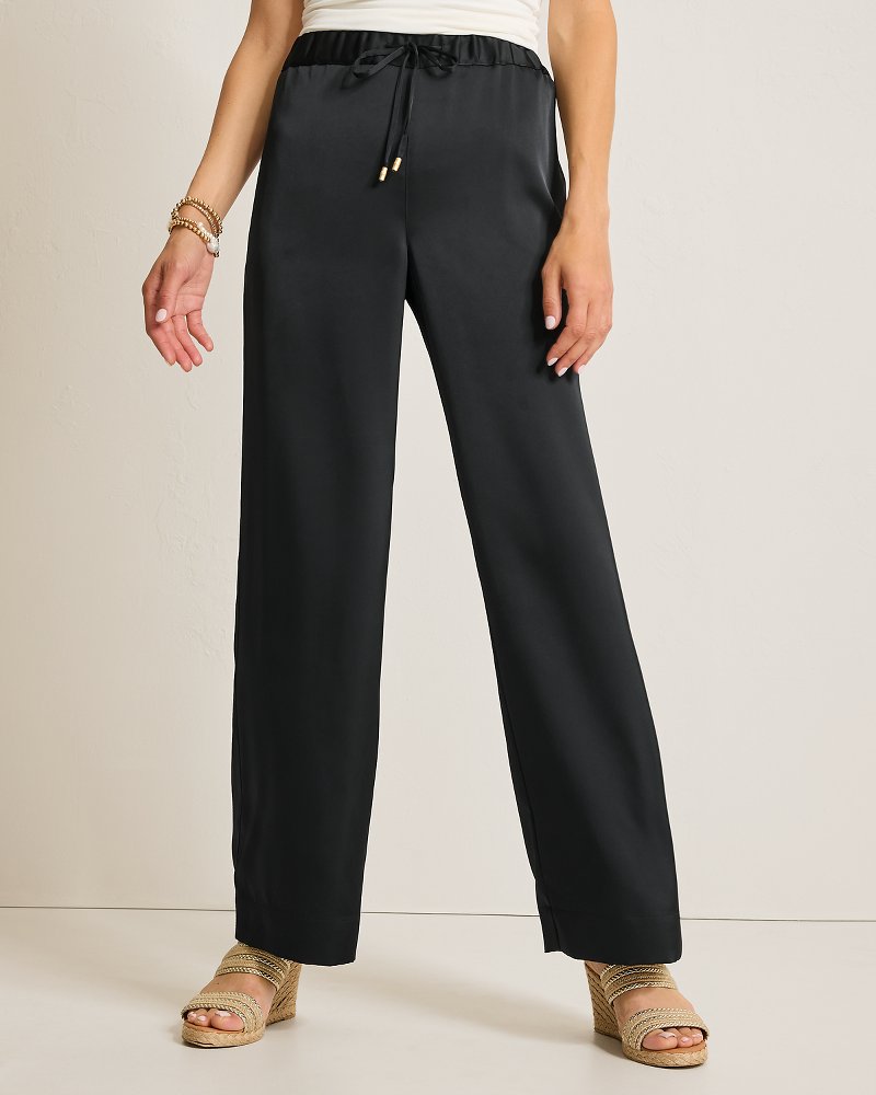 Midnight Sea Satin Easy Pants