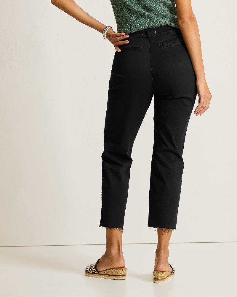Thumbnail for Mid-Rise Raw-Edge Cropped Chino Pants