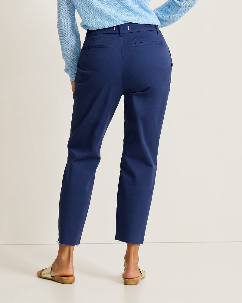 Thumbnail for Mid-Rise Raw-Edge Cropped Chino Pants
