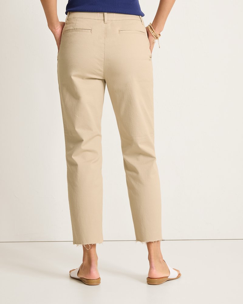 Thumbnail for Mid-Rise Raw-Edge Cropped Chino Pants