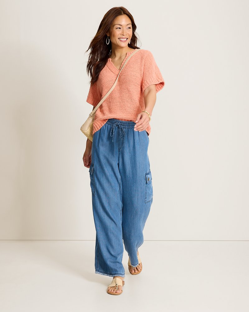 Chambray O'Lei Linen-Blend Cargo Pants