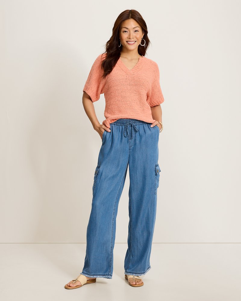 Chambray O'Lei Linen-Blend Cargo Pants