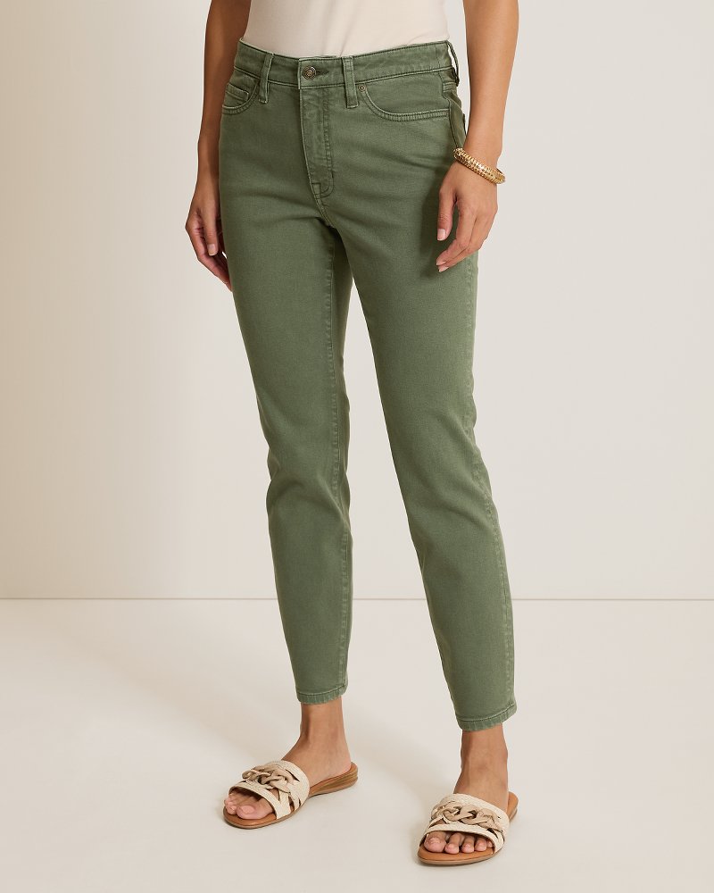 Green High-Rise Skinny-Ankle Jeans