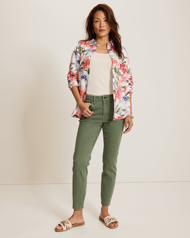 Green High-Rise Skinny-Ankle Jeans
