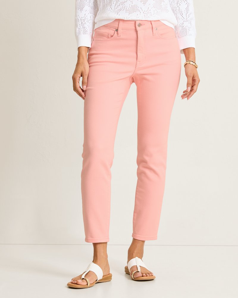 Pink High-Rise Skinny-Ankle Jeans