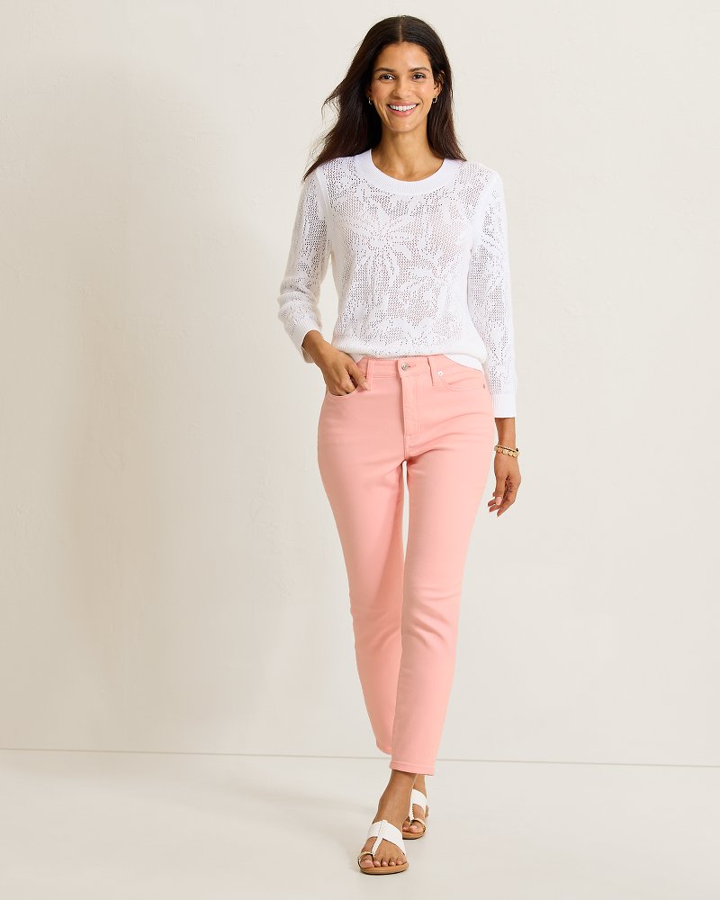 Pink High-Rise Skinny-Ankle Jeans