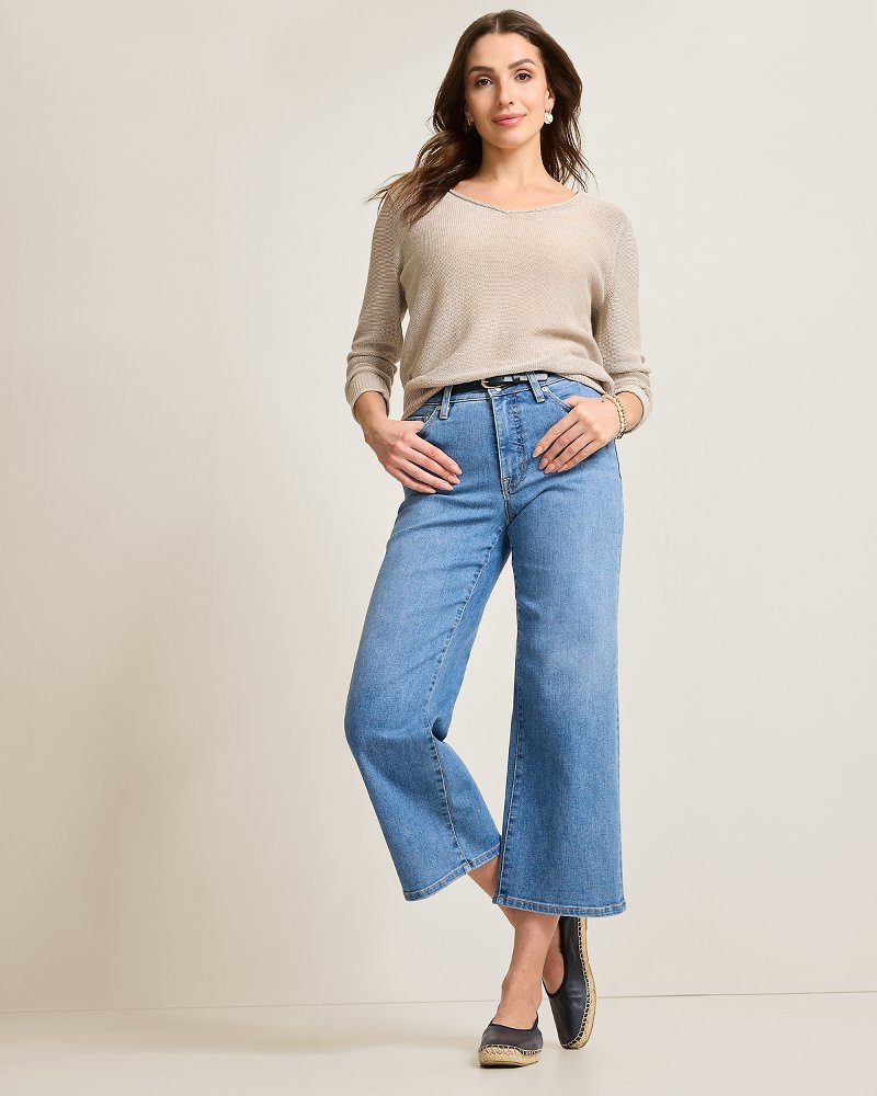 Indigo Palms™ High-Rise Cropped Wide-Leg Jeans