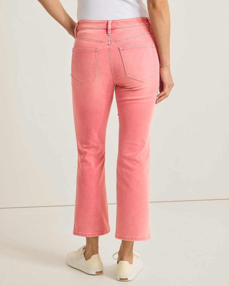 Thumbnail for Pink Mid-Rise Cropped Mini Bootcut Jeans