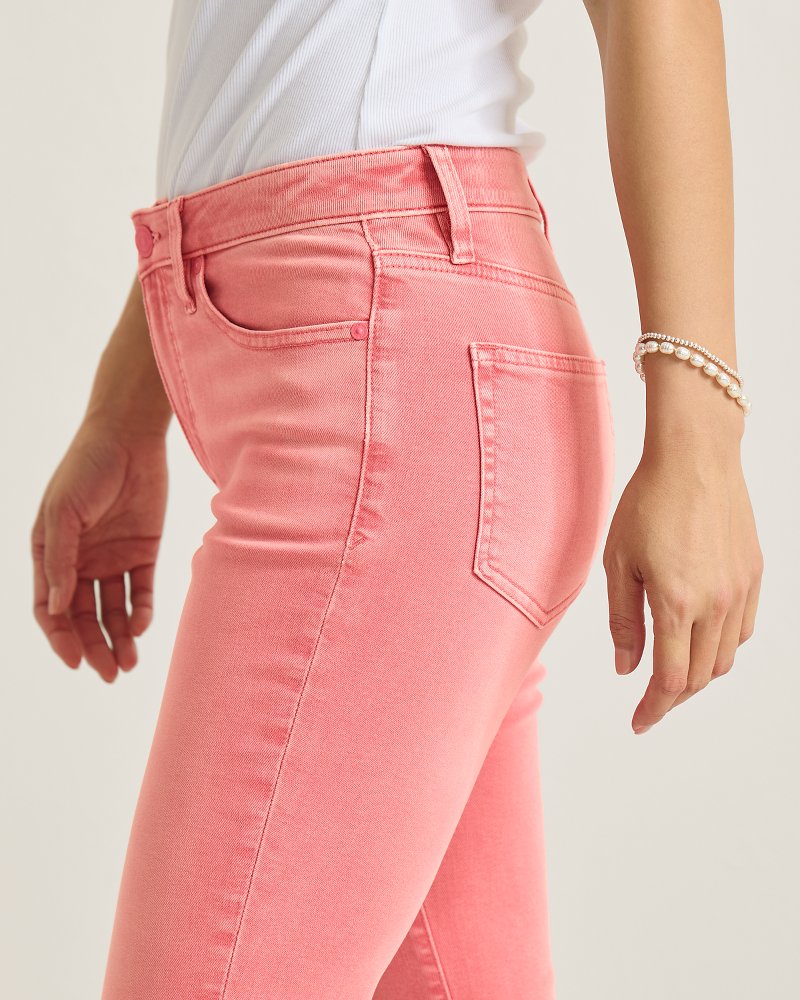 Thumbnail for Pink Mid-Rise Cropped Mini Bootcut Jeans