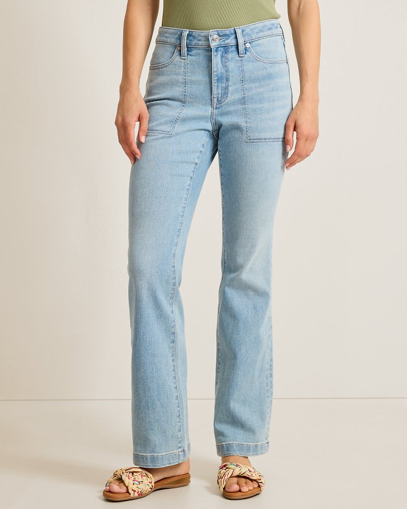 Mid-Rise Patch Pocket Flare Jeans