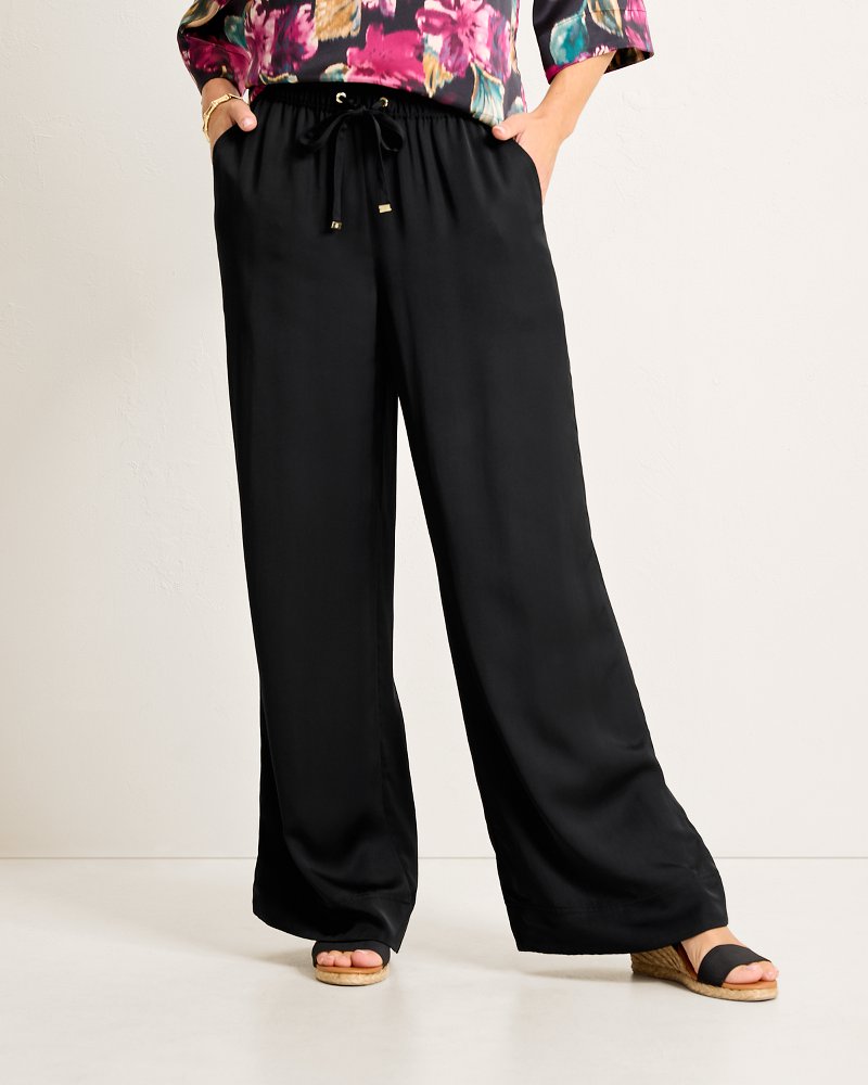 Satin High-Rise Wide-Leg Pants