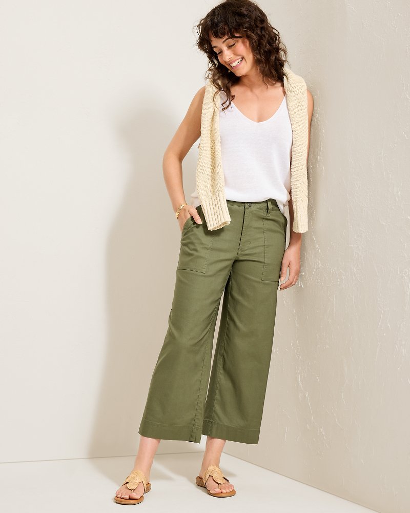 Seaside Breeze Cropped Stretch-Linen Pants
