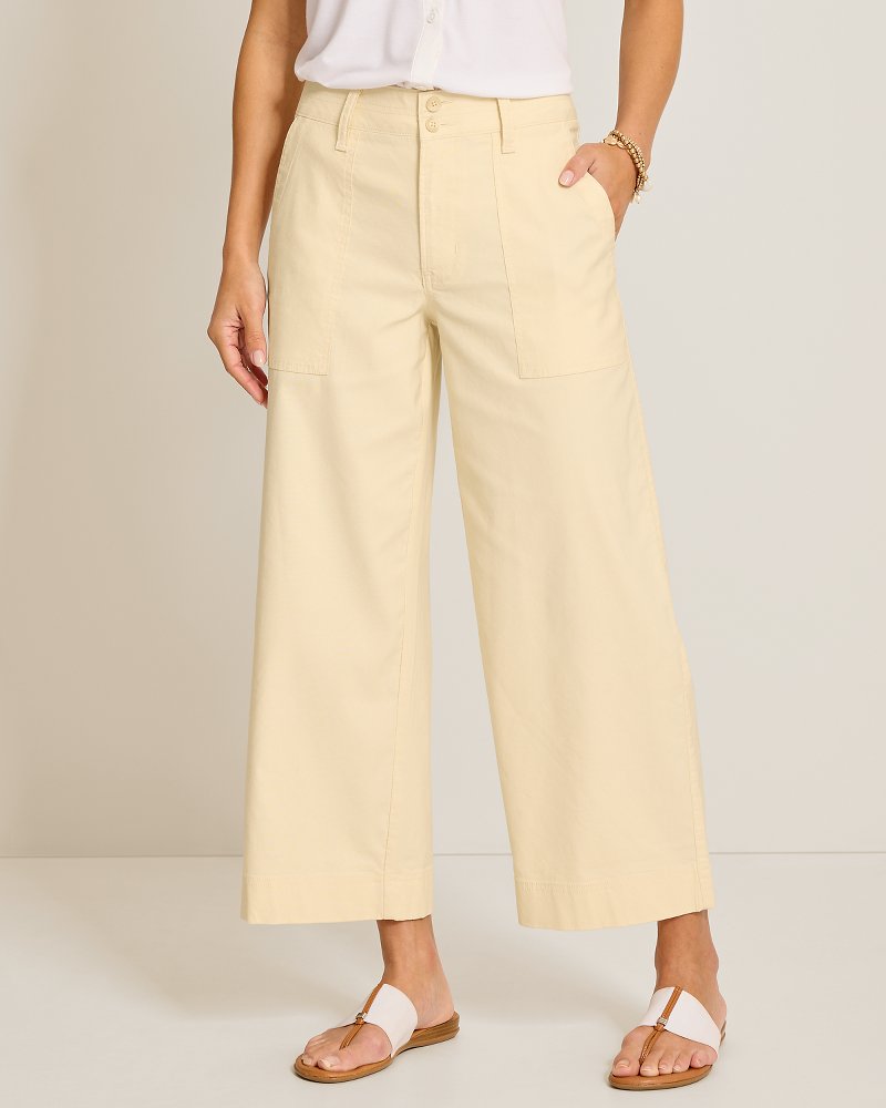 Seaside Breeze Cropped Stretch-Linen Pants