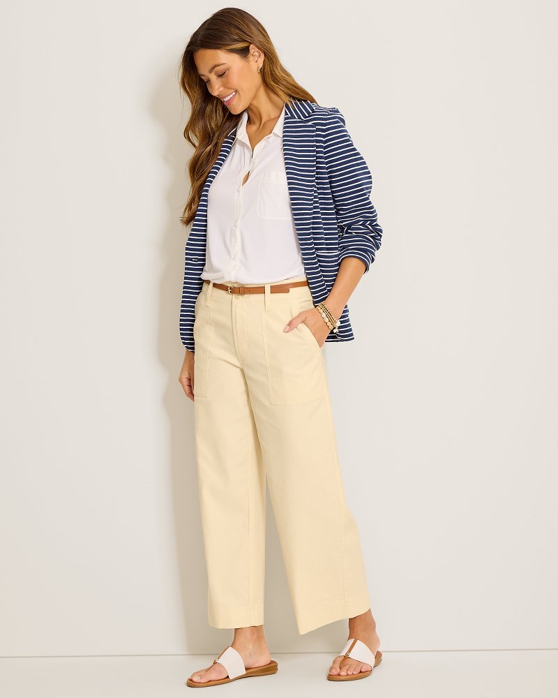 Seaside Breeze Cropped Stretch-Linen Pants