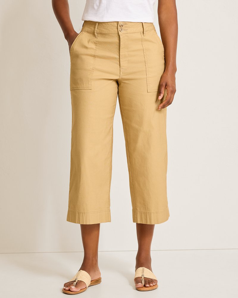 Seaside Breeze Cropped Stretch-Linen Pants