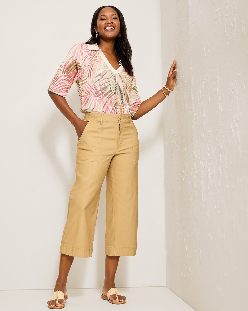 Seaside Breeze Cropped Stretch-Linen Pants