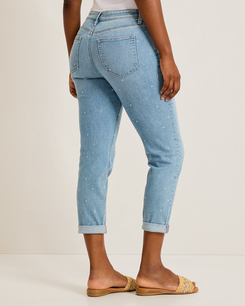 Sparkle Mid-Rise Slim Boyfriend Jeans