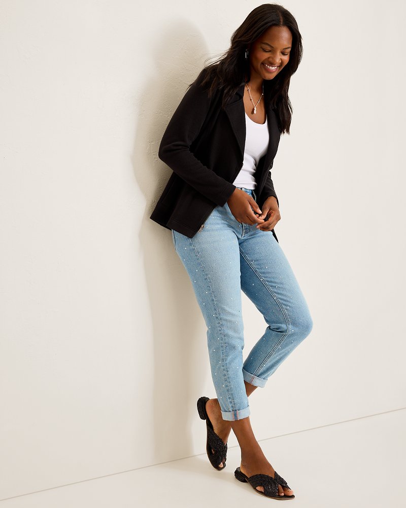 Sparkle Mid-Rise Slim Boyfriend Jeans