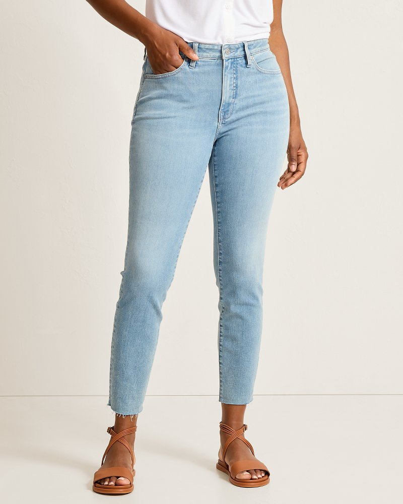 High-Rise Skinny Ankle Raw-Hem Jeans