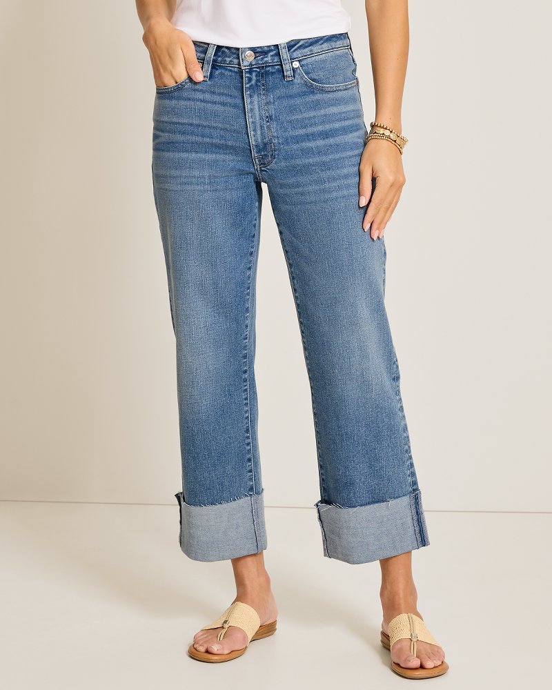 Relaxed Cropped Straight-Leg Jeans With Cuffs