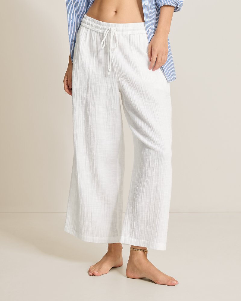 Island Gauze High-Rise Wide-Leg Cropped Pants