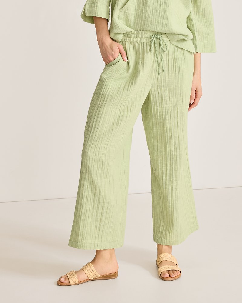 Island Gauze High-Rise Wide-Leg Cropped Pants