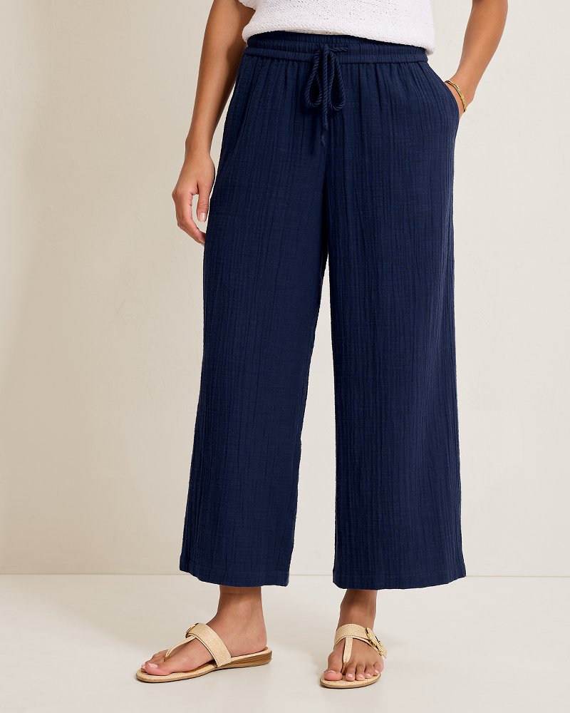 Island Gauze High-Rise Wide-Leg Cropped Pants