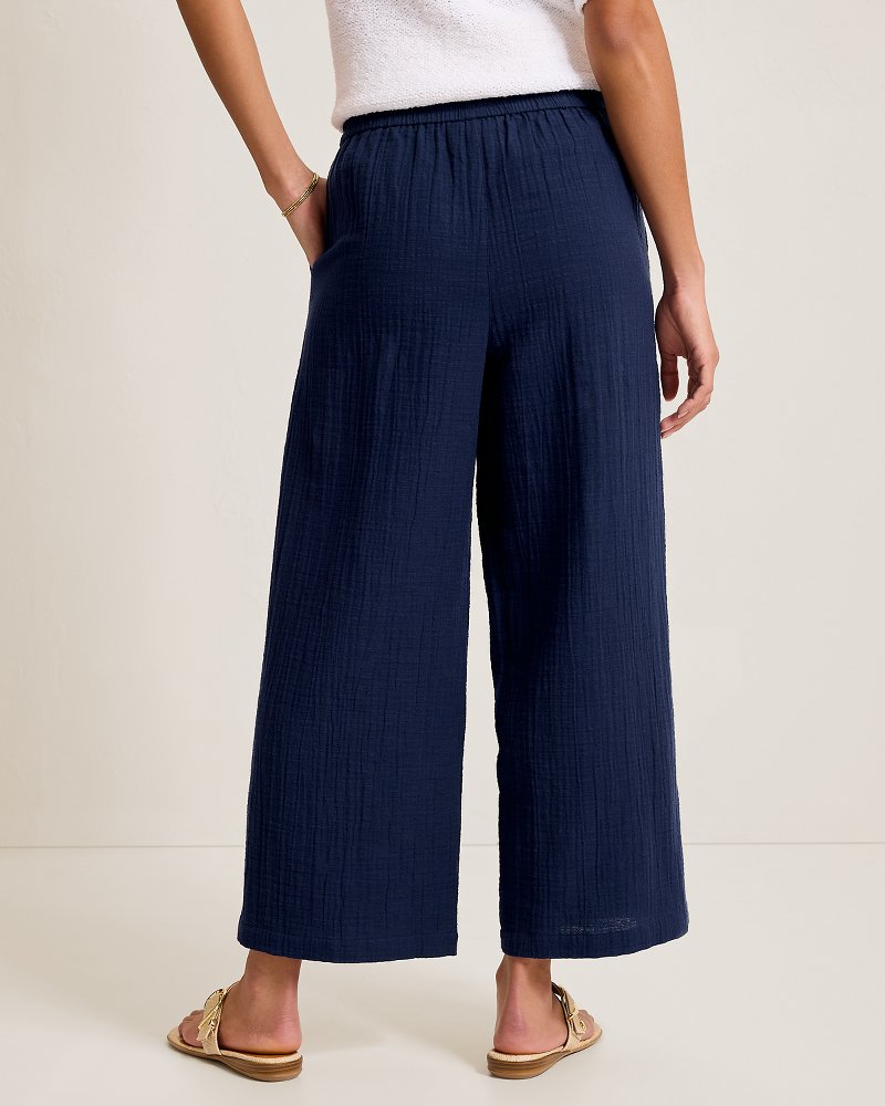 Island Gauze High-Rise Wide-Leg Cropped Pants