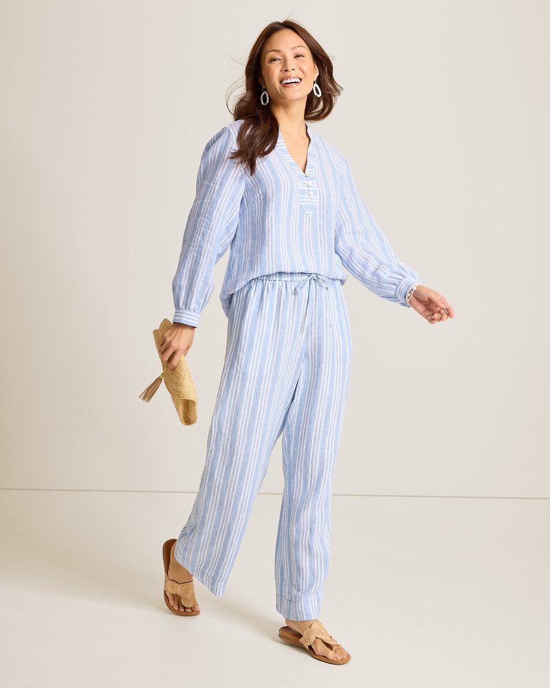 Beach Breeze Dobby Linen-Blend Easy Pants