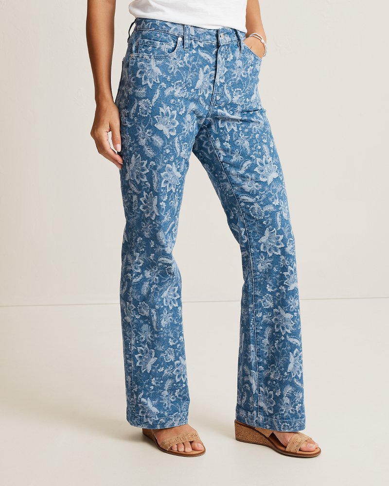 Mid-Rise Jacquard Flare Jeans