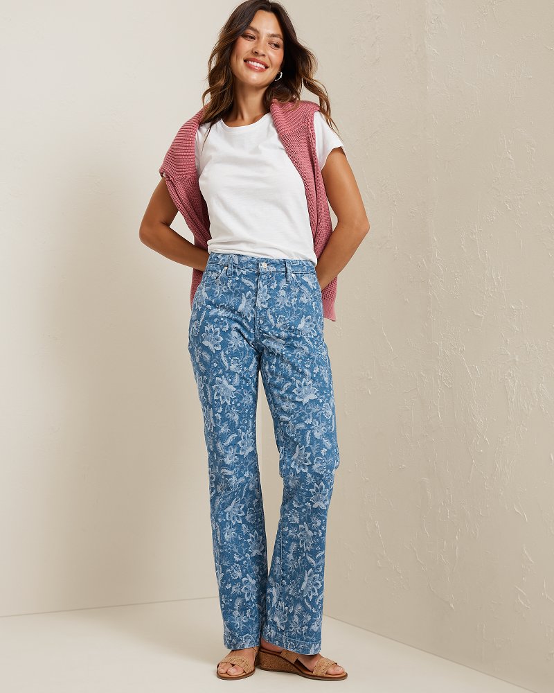 Mid-Rise Jacquard Flare Jeans