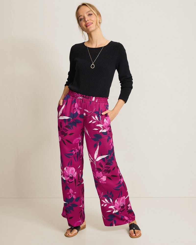 Sunset Shimmers High-Rise Wide-Leg Satin Pants