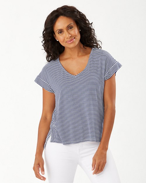 Cassia Stripe V-Neck T-Shirt