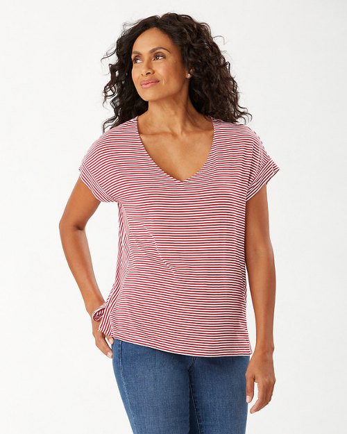 Cassia Stripe V-Neck T-Shirt