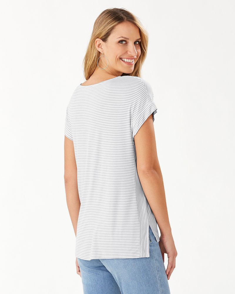 Thumbnail for Cassia Stripe V-Neck T-Shirt