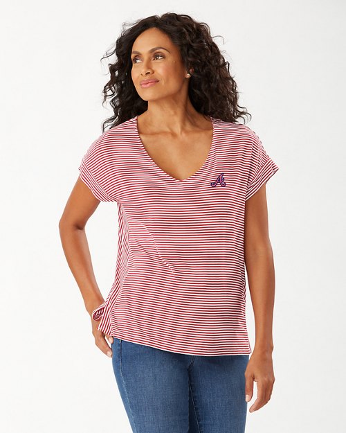 MLB® Cassia Stripe Sealight V-Neck T-Shirt
