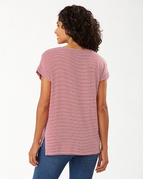 NFL Cassia Stripe Sealight V-Neck T-Shirt