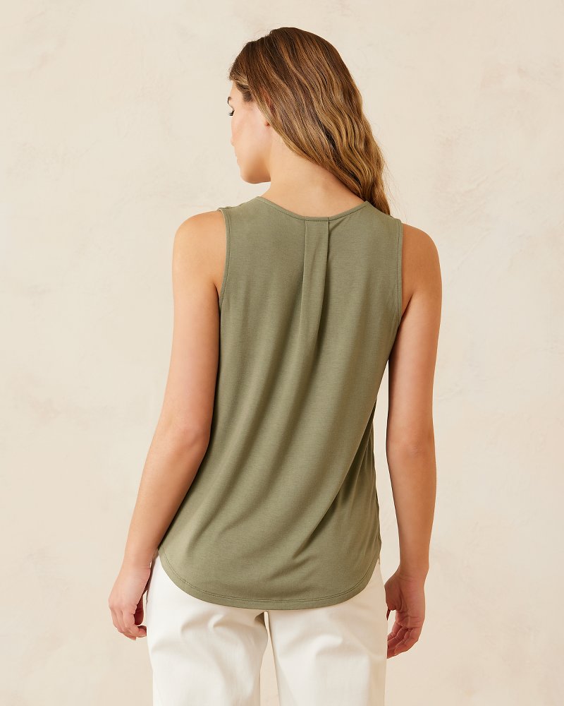  Linen PJ Set - Pleated V Neck Tank Top