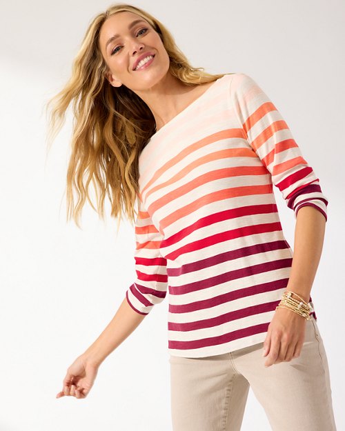 Ashby Isles Engineered Stripe 3/4-Sleeve T-Shirt